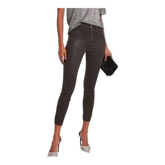 L'AGENCE LA USA Margot Skinny High Rise Women Greystone Coated Jeans Sz 25 x26 - Picture 1 of 15